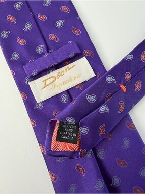 Dion Signature	Royal Purple Paisley Woven Jacquard 100% Italian Silk Tie Canada